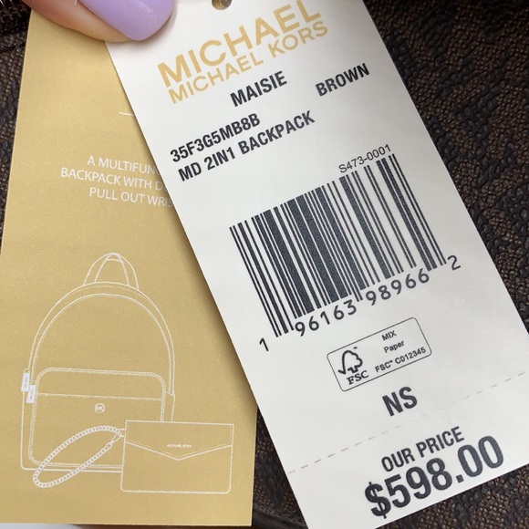 MICHAEL KORS BROWN SIGNATURE COLOR 
Maisie Medium Pebbled Leather 2in-1 BackpacK - Picture 16 of 16